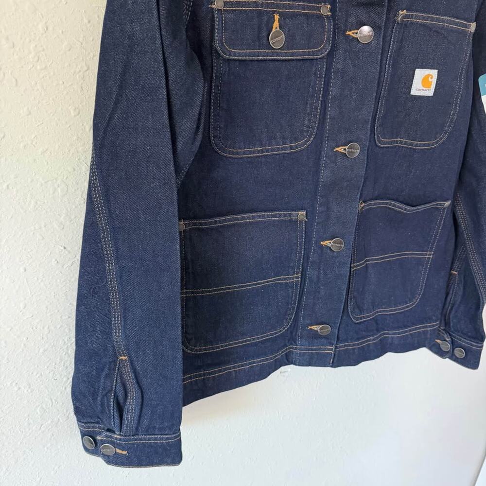 New with Tags Women’s Carhartt Denim Chore Coat Relaxed Fit Size Small - Picture 5 of 9